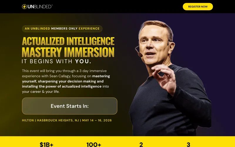 Event page with speaker photo, event title and countdown